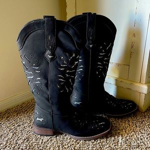 Black with silver glitter cowgirl boots